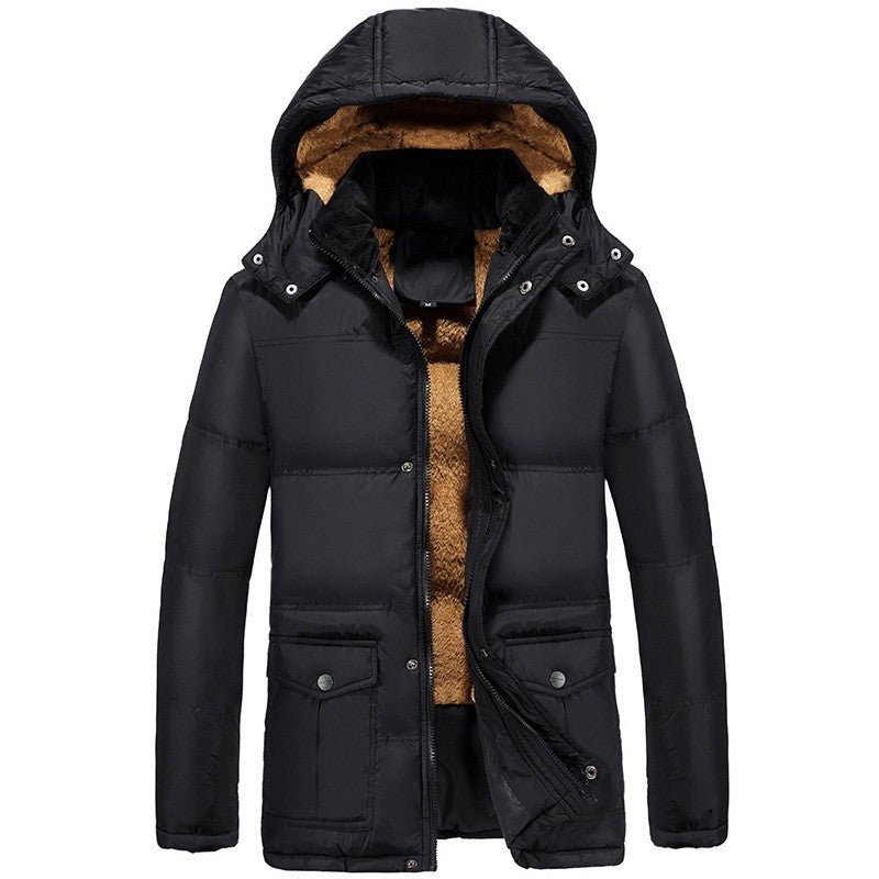 Veste matelassée en velours pour homme, hiver, style ample et capuche - IVOIRART.COM