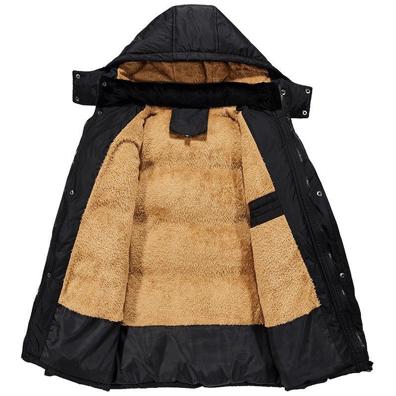 Veste matelassée en velours pour homme, hiver, style ample et capuche - IVOIRART.COM