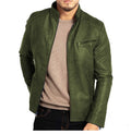 Veste moto punk homme en cuir synthétique col montant polyester durable urbaine! - IVOIRART.COM