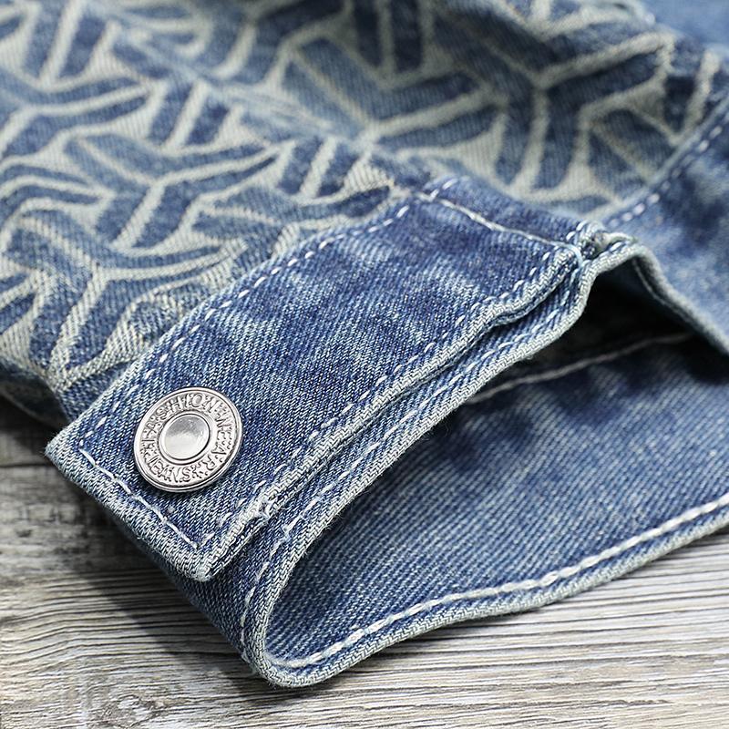 Veste Patchwork en Denim pour Homme, Haut Décontracté Style Unique - IVOIRART.COM