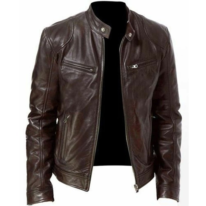 Veste Slim en Cuir PU - Blouson Simili Cuir Moderne pour Homme et Femme - Ajusté - IVOIRART.COM
