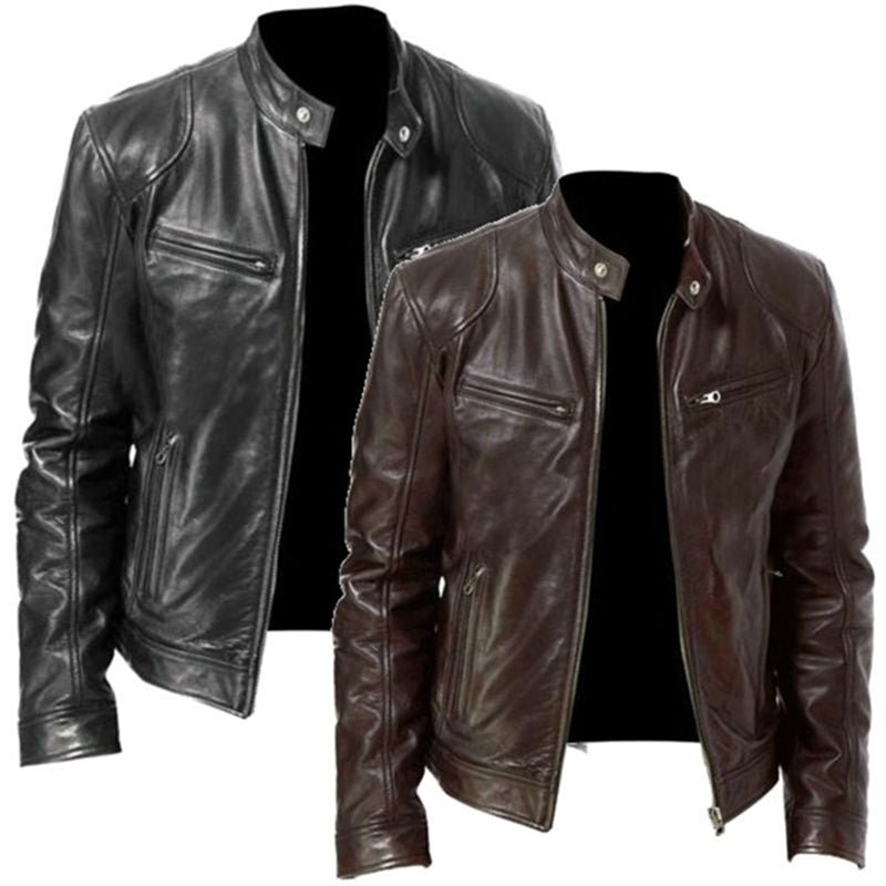 Veste Slim en Cuir PU - Blouson Simili Cuir Moderne pour Homme et Femme - Ajusté - IVOIRART.COM