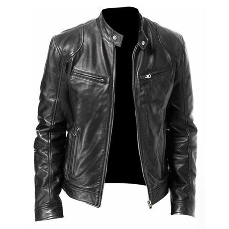 Veste Slim en Cuir PU - Blouson Simili Cuir Moderne pour Homme et Femme - Ajusté - IVOIRART.COM