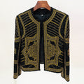 Veste tweed perlée Heavy Metal col rond, coupe slim, laine et nylon, noir/blanc. - IVOIRART.COM