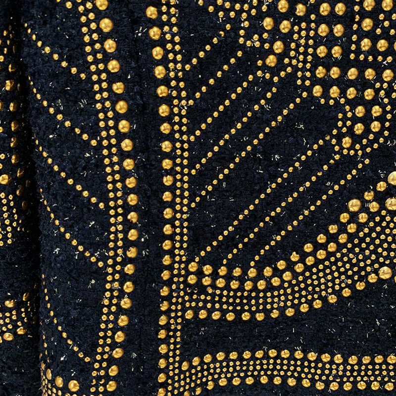 Veste tweed perlée Heavy Metal col rond, coupe slim, laine et nylon, noir/blanc. - IVOIRART.COM