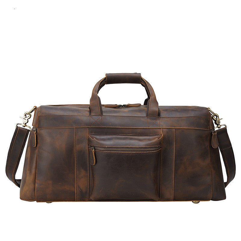 Vintage Crazy Horse Leather Men's Travel Large Capacity Tote - IVOIRART.COM