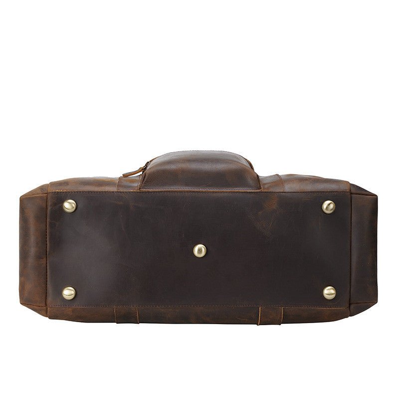 Vintage Crazy Horse Leather Men's Travel Large Capacity Tote - IVOIRART.COM