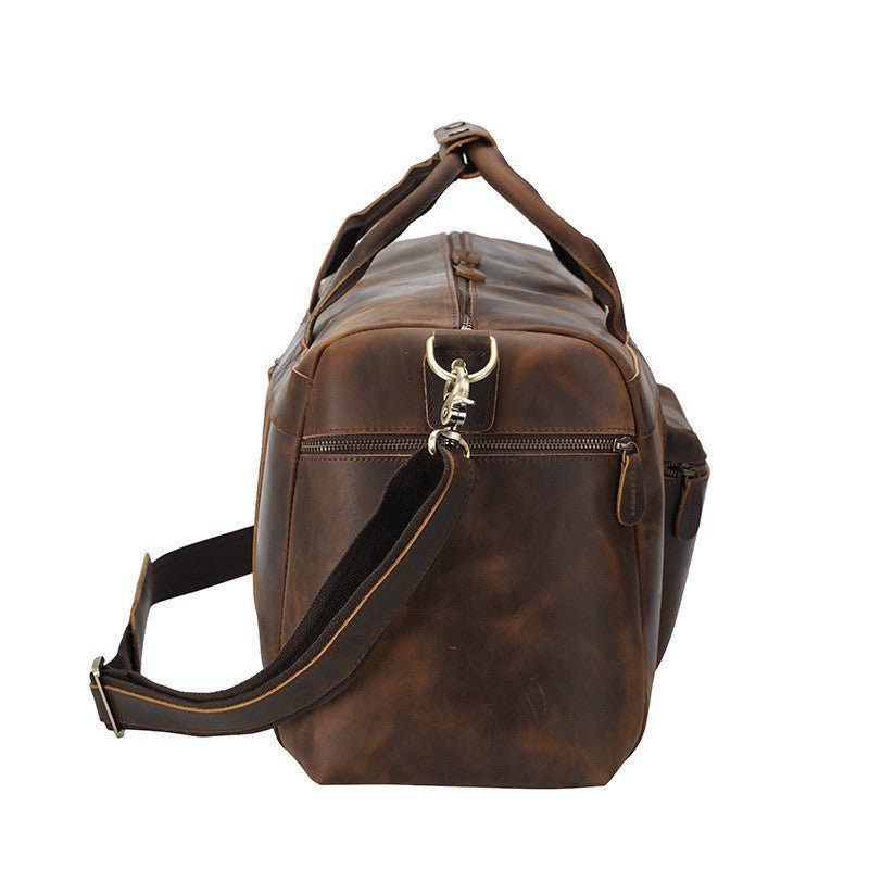 Vintage Crazy Horse Leather Men's Travel Large Capacity Tote - IVOIRART.COM