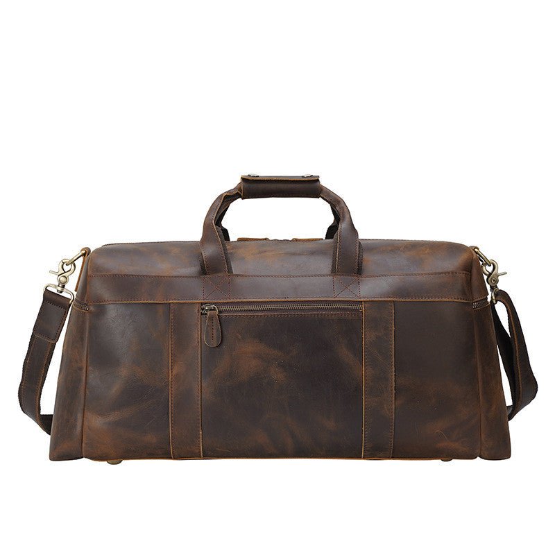 Vintage Crazy Horse Leather Men's Travel Large Capacity Tote - IVOIRART.COM