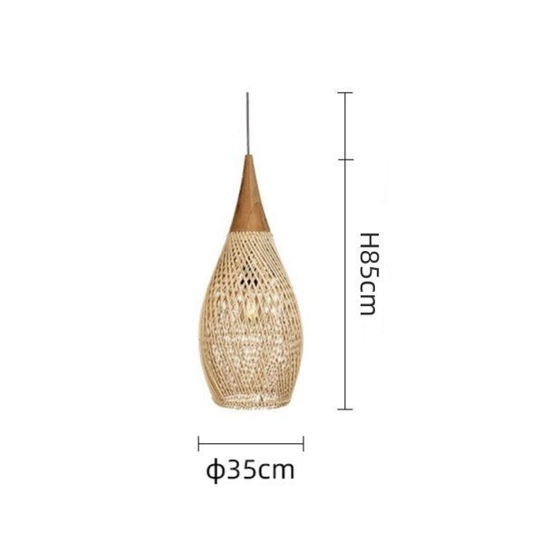 Vintage Living Room Wooden Wind Rattan Woven Chandelier - IVOIRART.COM