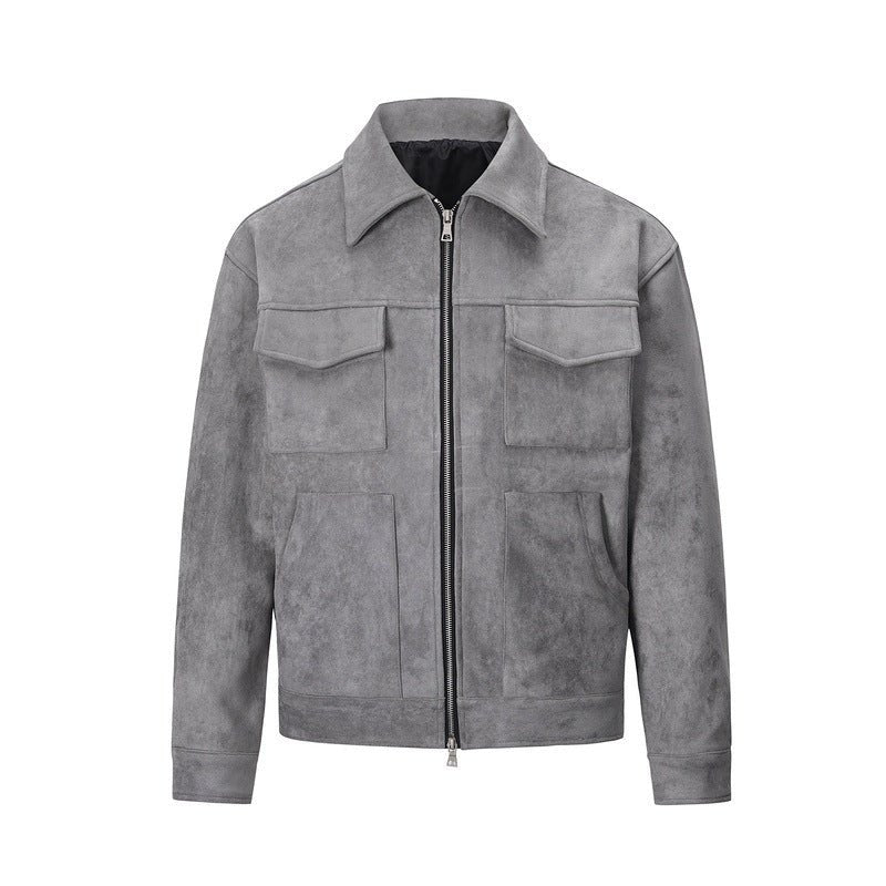 Vintage Solid Deerskin Multi-Pocket Zip Jacket - IVOIRART.COM
