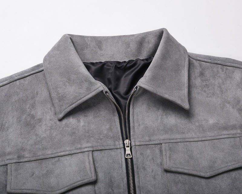 Vintage Solid Deerskin Multi-Pocket Zip Jacket - IVOIRART.COM