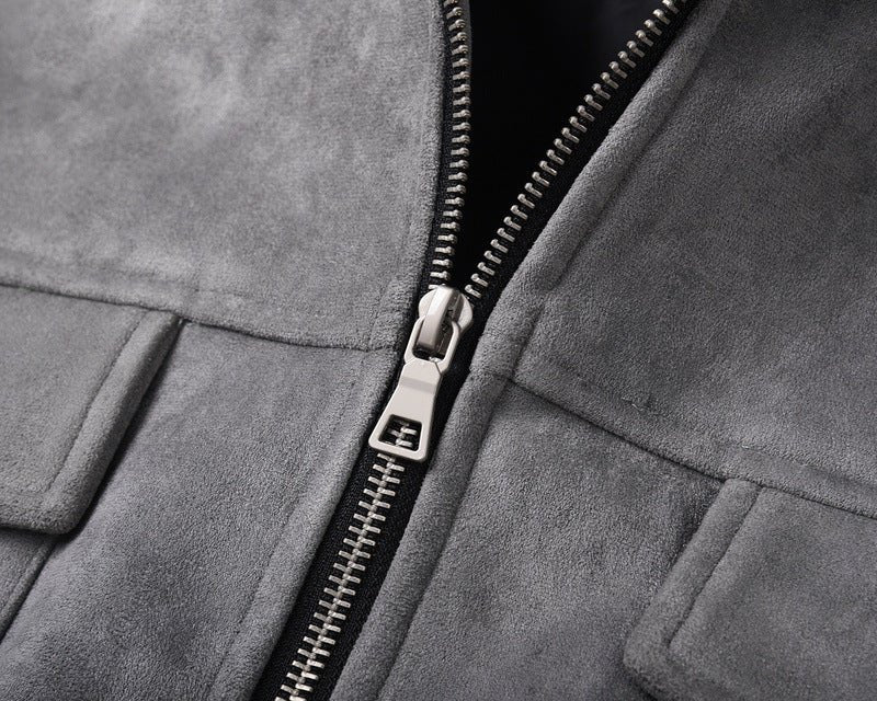 Vintage Solid Deerskin Multi-Pocket Zip Jacket - IVOIRART.COM