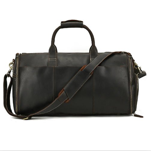 Vintage Travel Bag Multifunctional Leather Duffle Bag Folding - IVOIRART.COM
