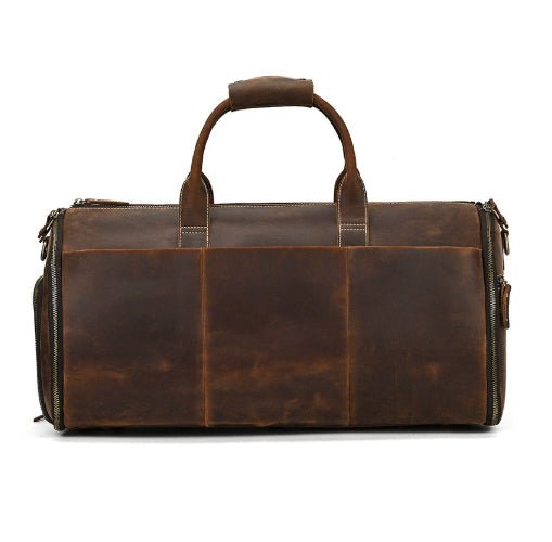 Vintage Travel Bag Multifunctional Leather Duffle Bag Folding - IVOIRART.COM