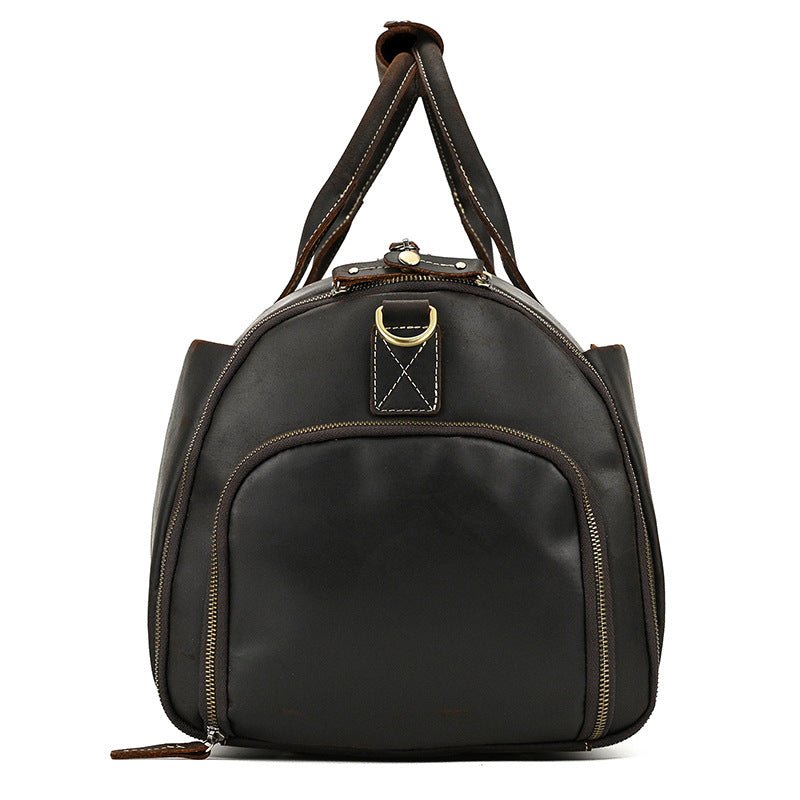 Vintage Travel Bag Multifunctional Leather Duffle Bag Folding - IVOIRART.COM