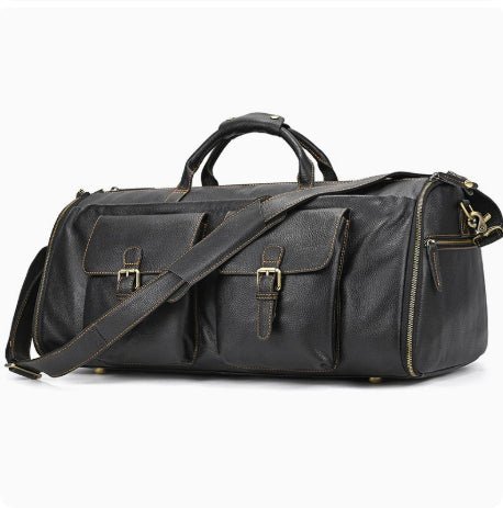 Vintage Travel Bag Multifunctional Leather Duffle Bag Folding - IVOIRART.COM