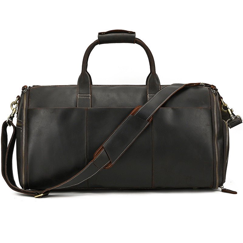 Vintage Travel Bag Multifunctional Leather Duffle Bag Folding - IVOIRART.COM