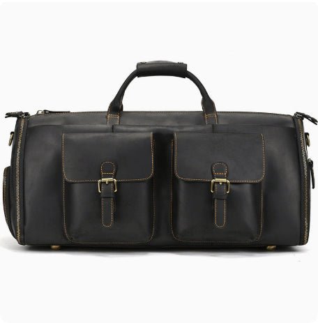 Vintage Travel Bag Multifunctional Leather Duffle Bag Folding - IVOIRART.COM