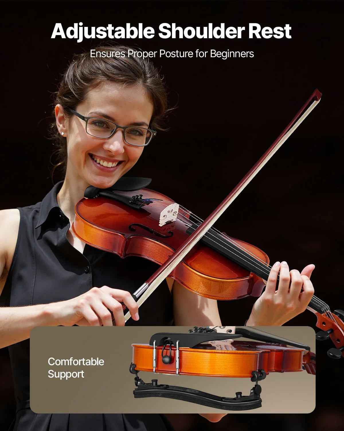 Violon 4/4 Taille Pleine pour Adultes, Ensemble Violon Débutants avec Étui Rigide, Colophane, Archet, Repose - Épaules, Chevalet, Cordes Supplémentaires, Instrument Bois Massif Professionnel (Brun Brillant) - IVOIRART.COM
