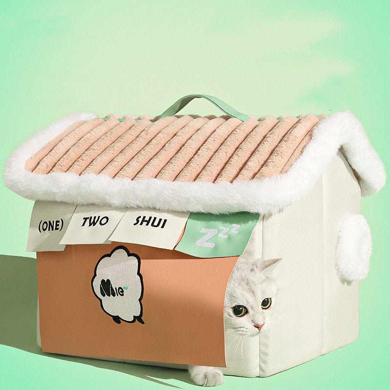 Warm Cloth Closed Cat House In Winter - IVOIRART.COM