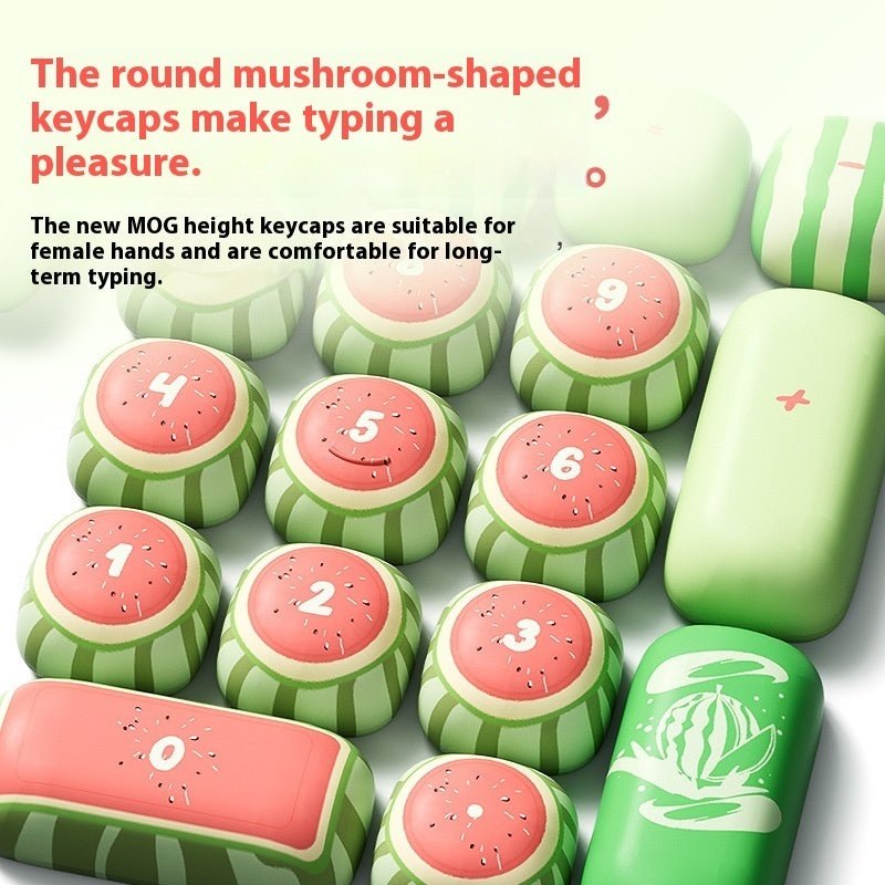 Watermelon Theme Five-sided Sublimation MOG Height PBT Small Steamed Bun Key Cap Mushroom Type - IVOIRART.COM