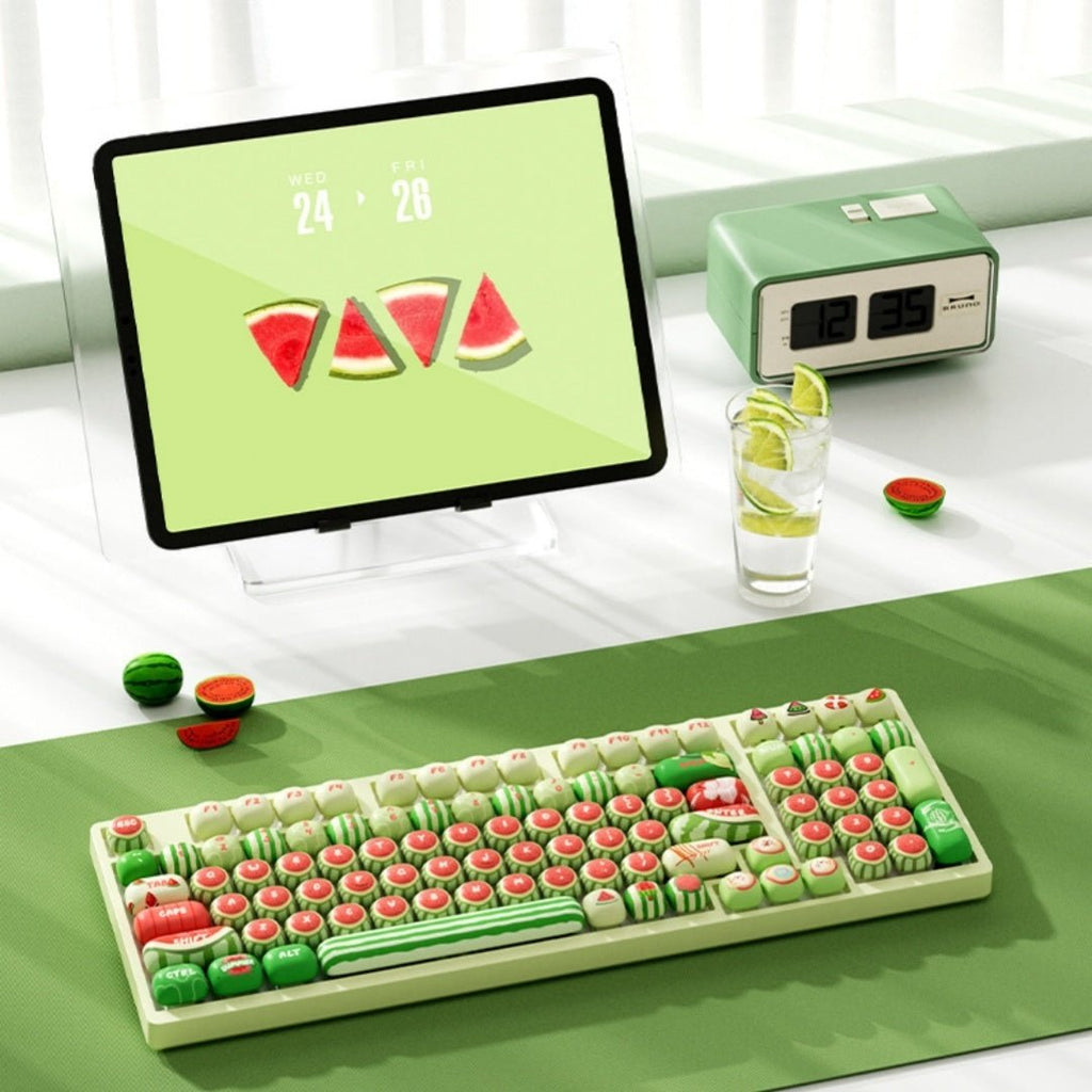 Watermelon Theme Five-sided Sublimation MOG Height PBT Small Steamed Bun Key Cap Mushroom Type - IVOIRART.COM