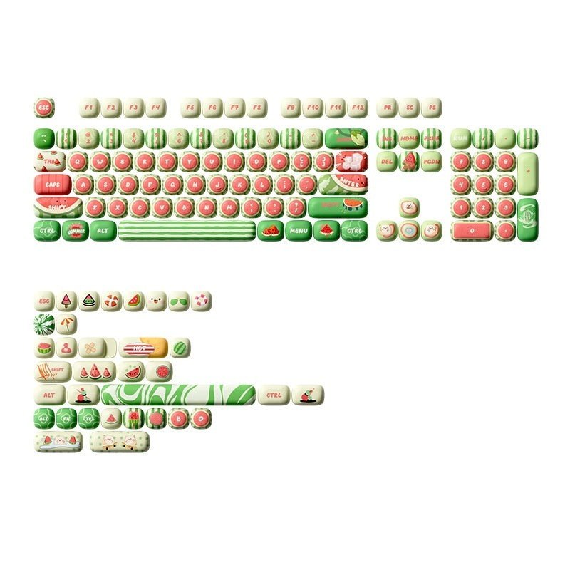 Watermelon Theme Five-sided Sublimation MOG Height PBT Small Steamed Bun Key Cap Mushroom Type - IVOIRART.COM