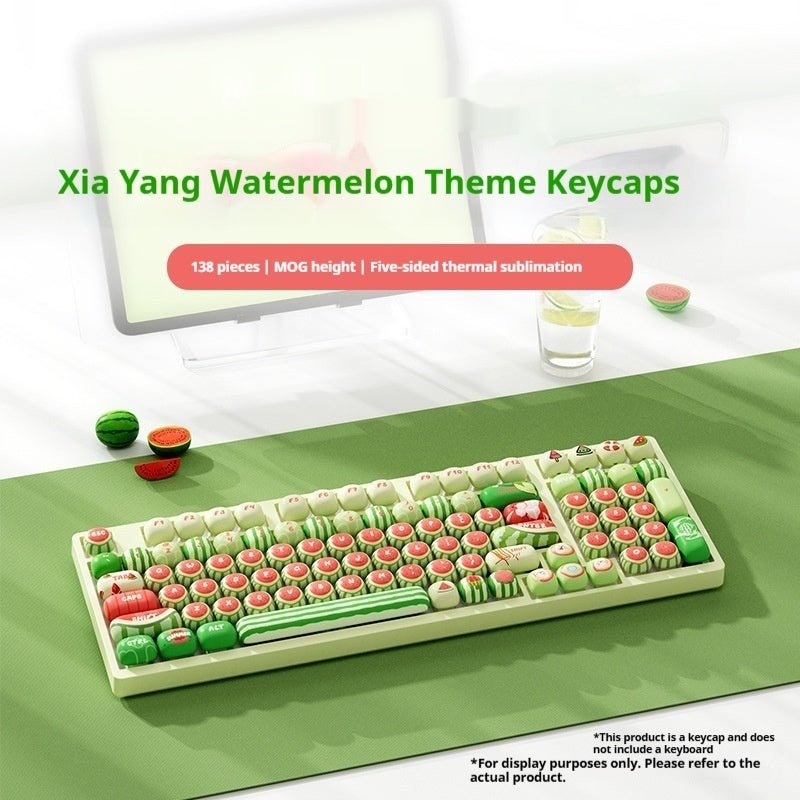 Watermelon Theme Five-sided Sublimation MOG Height PBT Small Steamed Bun Key Cap Mushroom Type - IVOIRART.COM