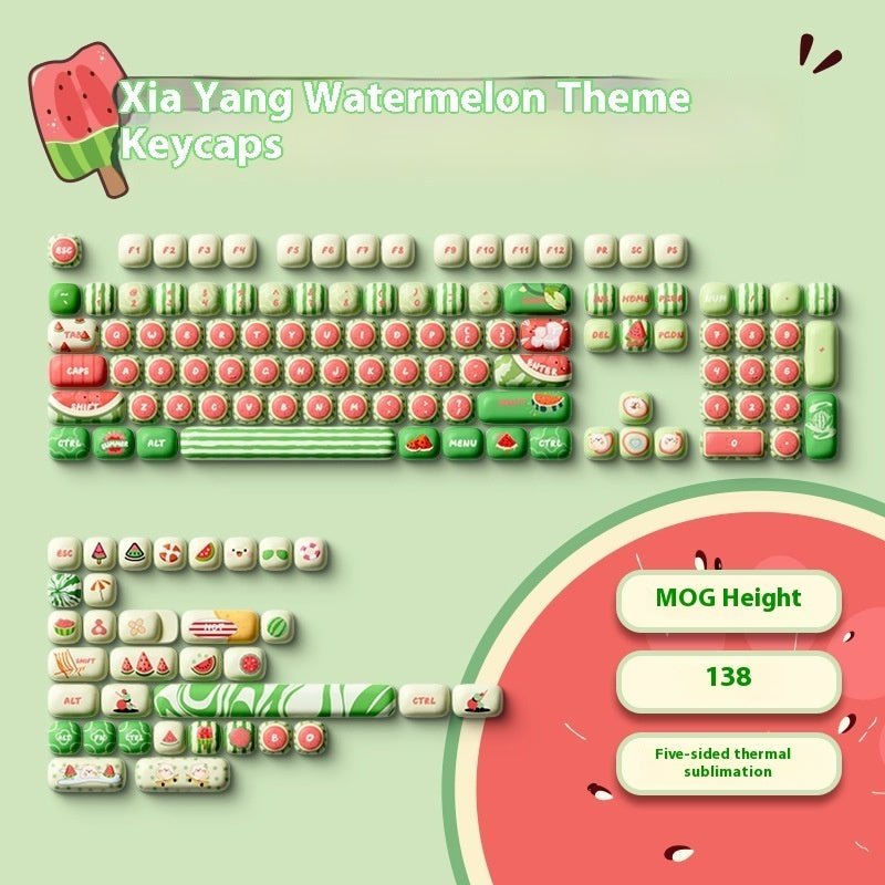 Watermelon Theme Five-sided Sublimation MOG Height PBT Small Steamed Bun Key Cap Mushroom Type - IVOIRART.COM