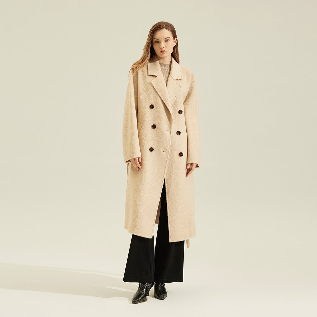 Women's Camel Coat Reversible Woolen Jacket - IVOIRART.COM