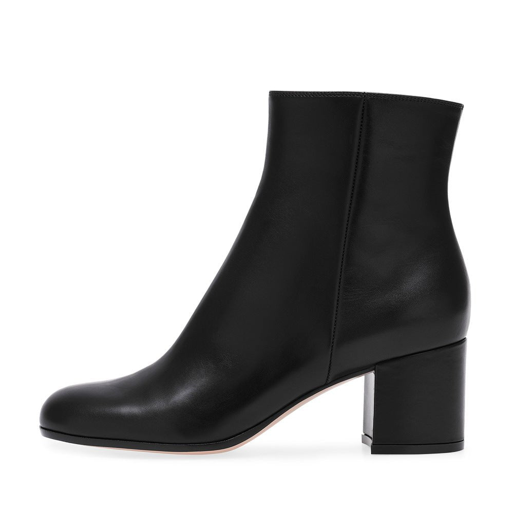 Women's Chunky Heel Round Toe Mid Heel Boots - IVOIRART.COM