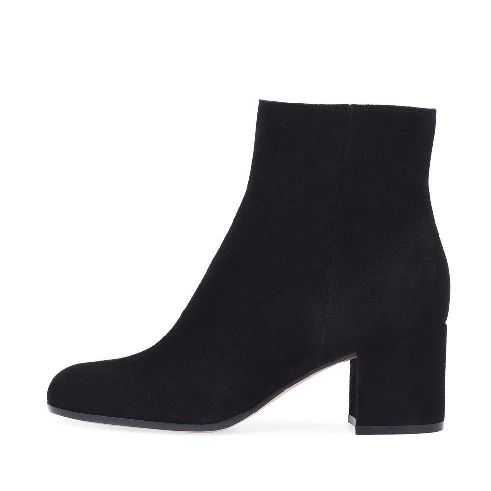 Women's Chunky Heel Round Toe Mid Heel Boots - IVOIRART.COM