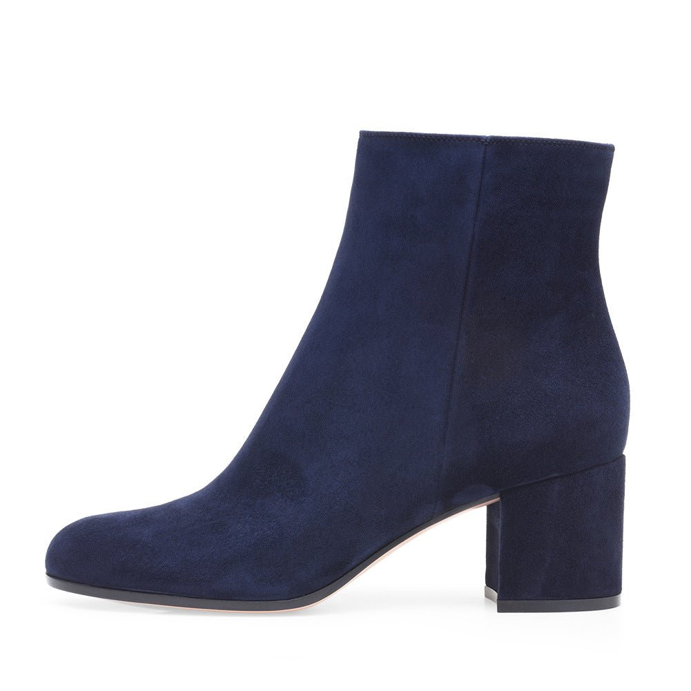 Women's Chunky Heel Round Toe Mid Heel Boots - IVOIRART.COM