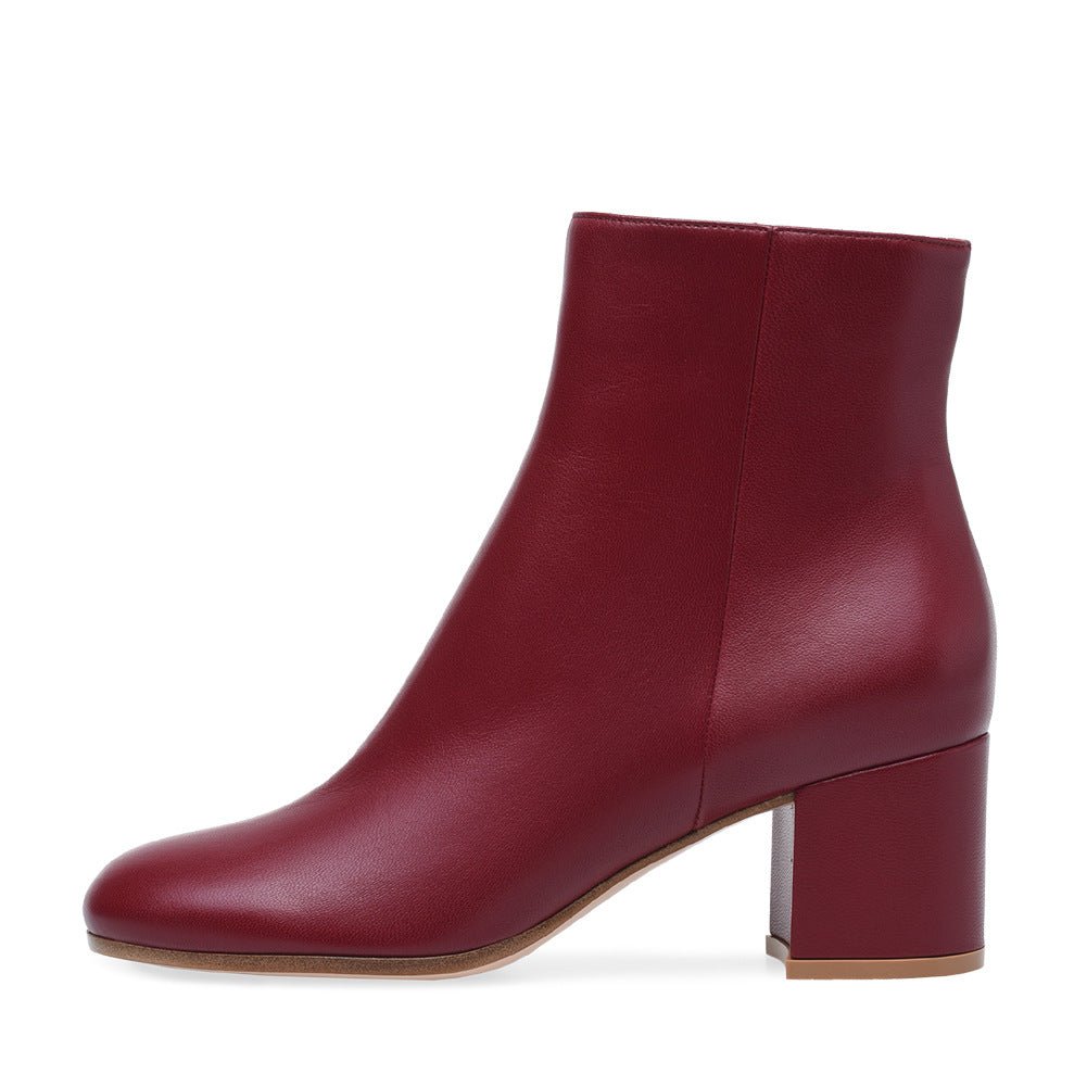 Women's Chunky Heel Round Toe Mid Heel Boots - IVOIRART.COM