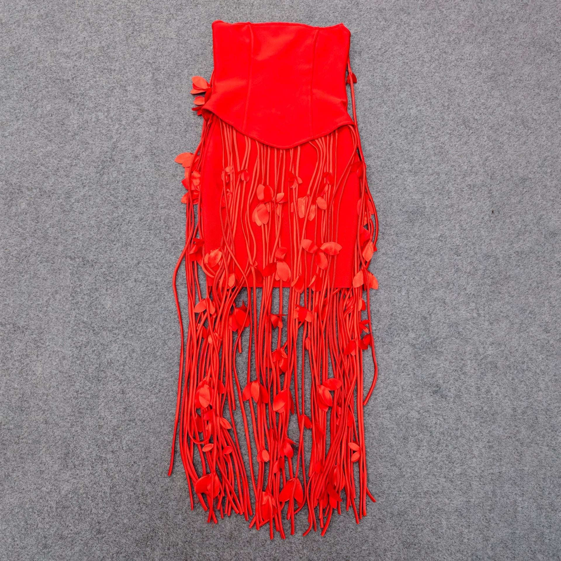 Women's European And American-style Sexy Strapless Tassel Bodycon Dress - IVOIRART.COM