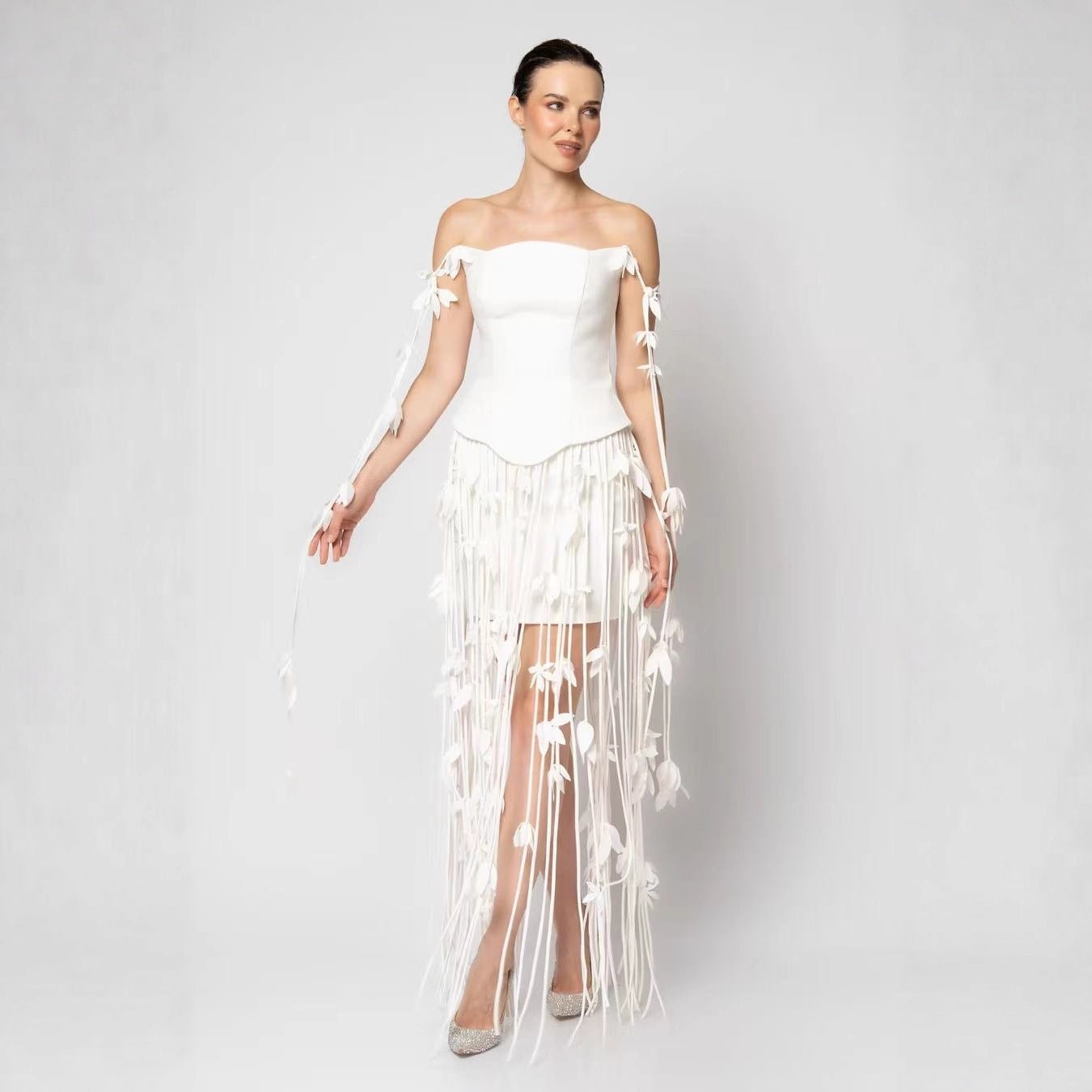 Women's European And American-style Sexy Strapless Tassel Bodycon Dress - IVOIRART.COM
