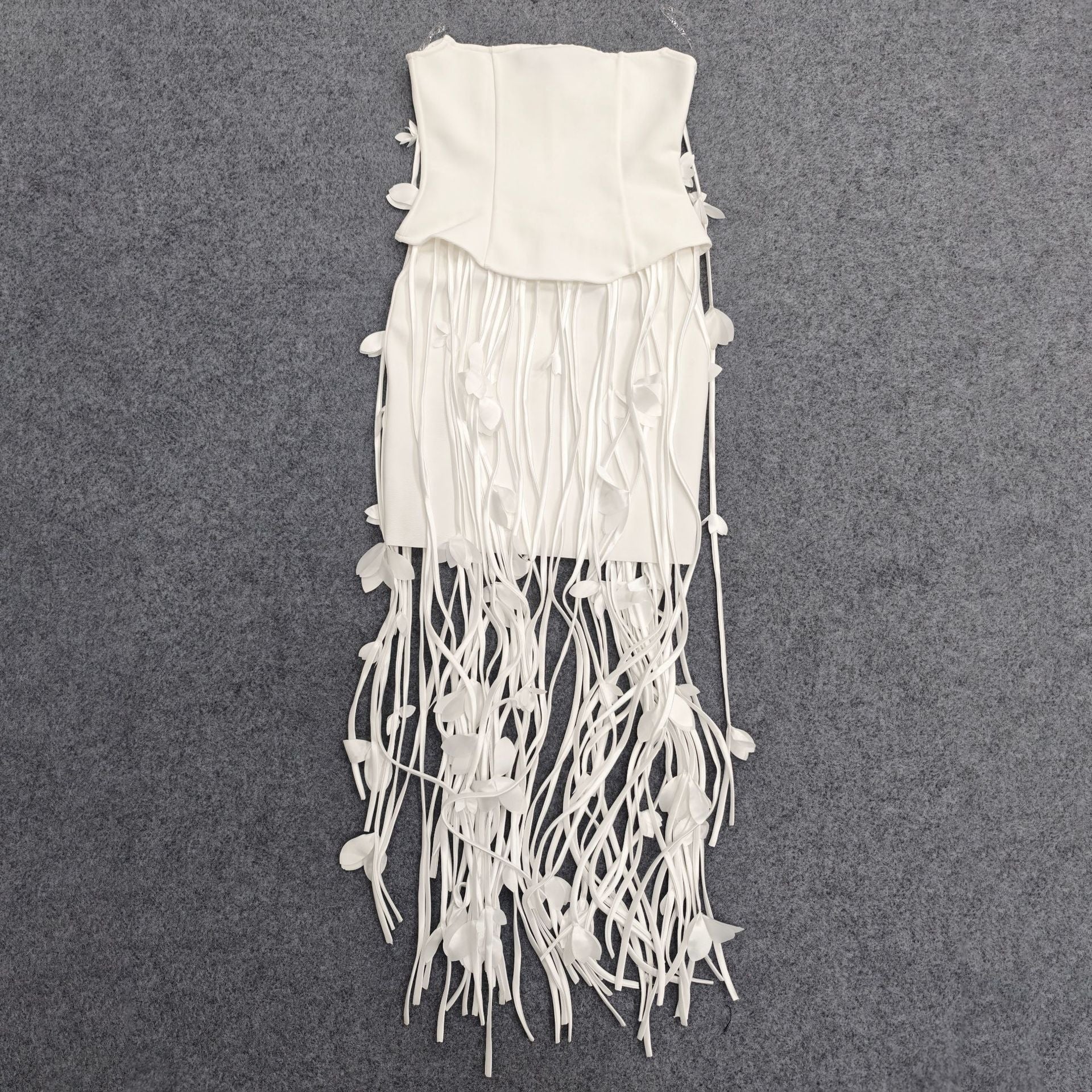 Women's European And American-style Sexy Strapless Tassel Bodycon Dress - IVOIRART.COM