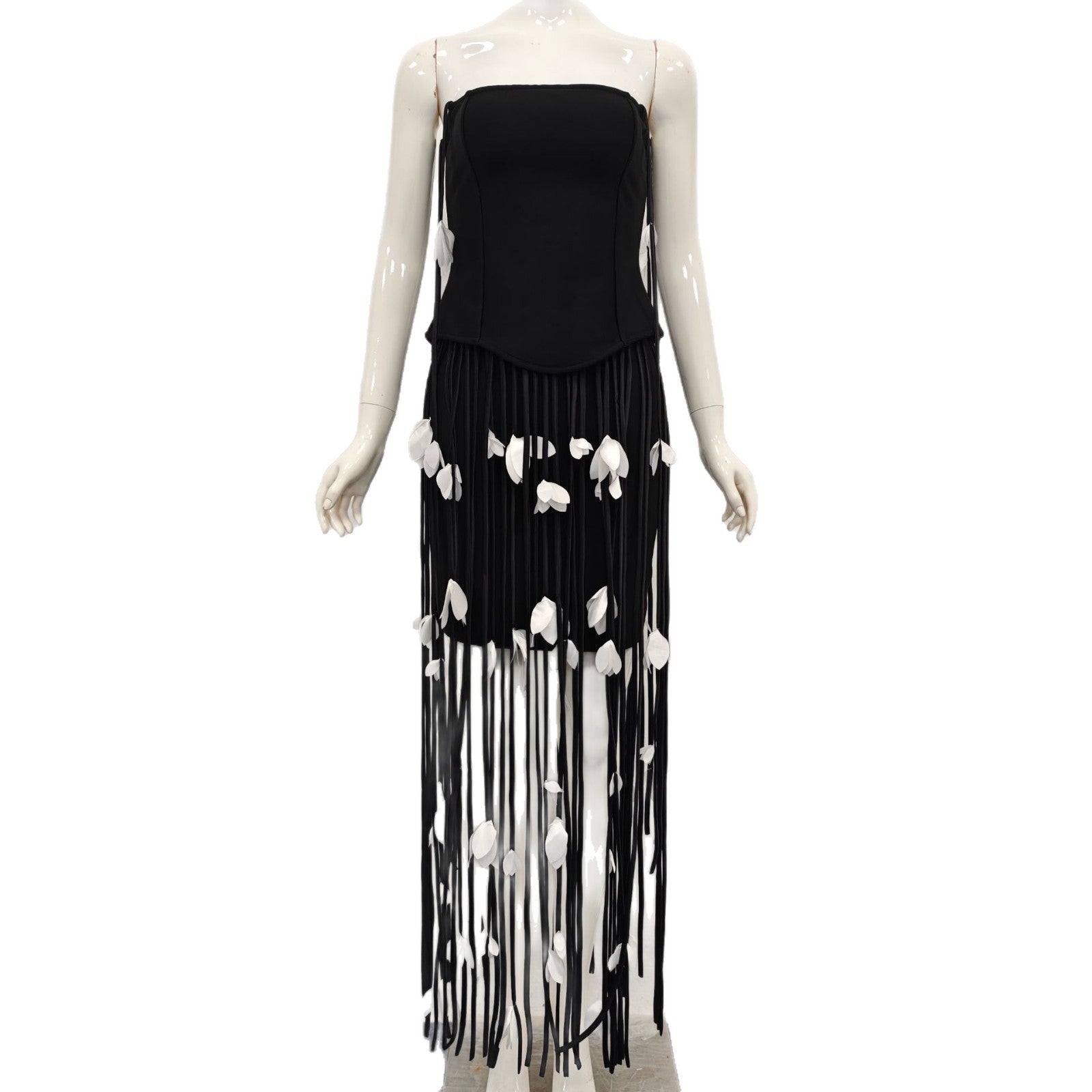 Women's European And American-style Sexy Strapless Tassel Bodycon Dress - IVOIRART.COM