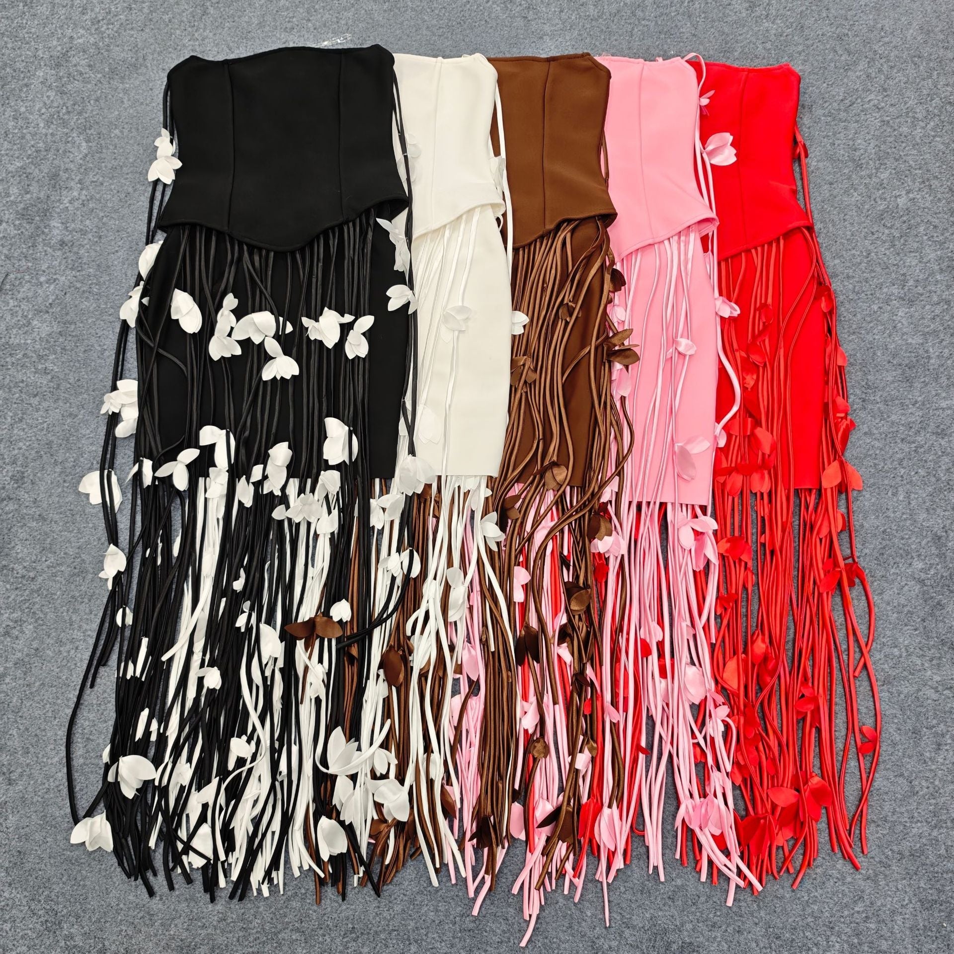 Women's European And American-style Sexy Strapless Tassel Bodycon Dress - IVOIRART.COM