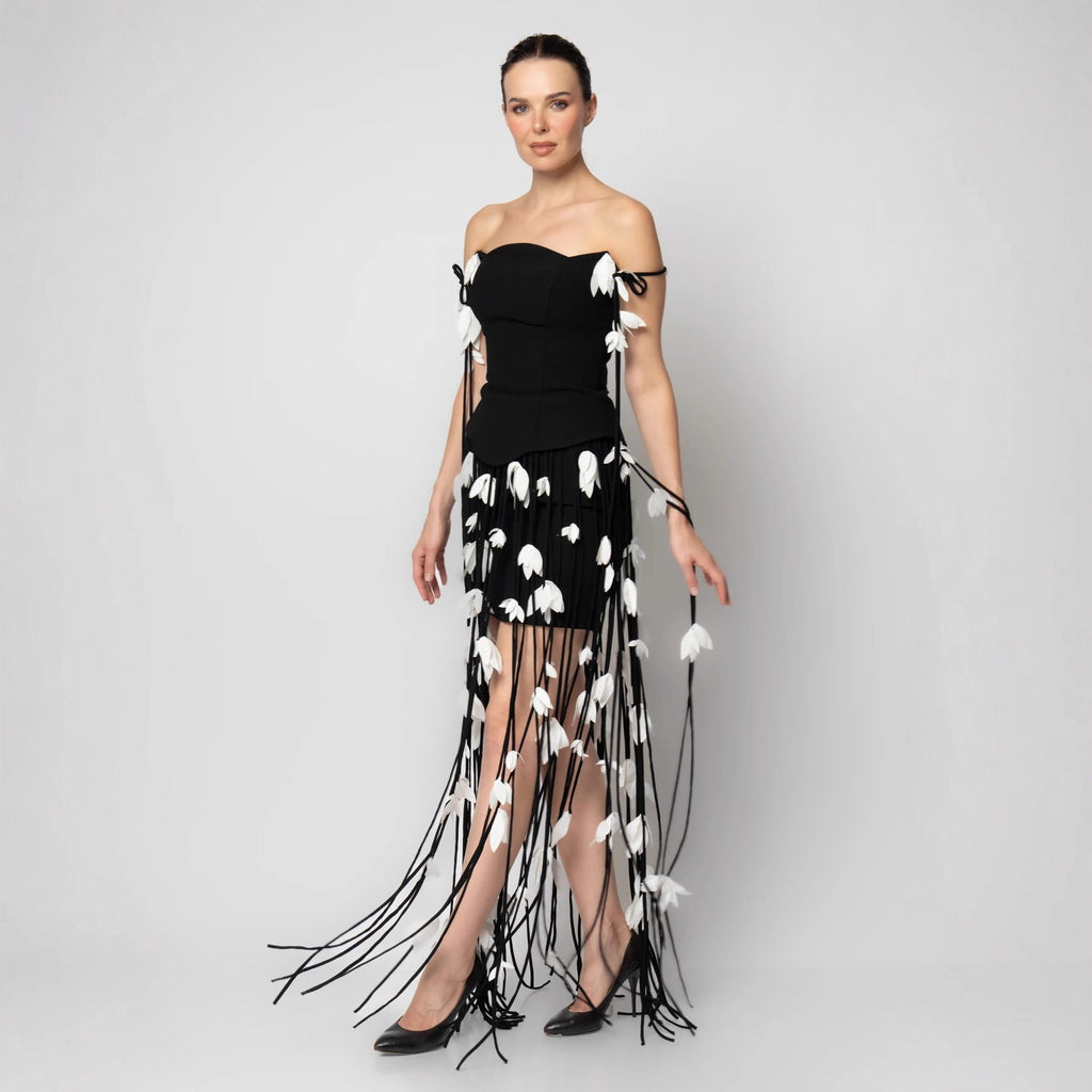 Women's European And American-style Sexy Strapless Tassel Bodycon Dress - IVOIRART.COM