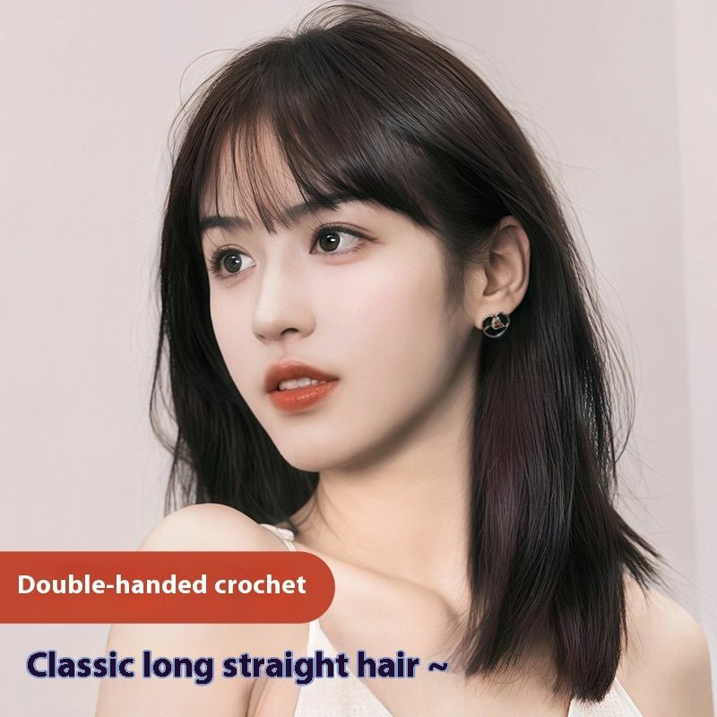 Women's Hand Woven Double Delivery Needle Wig Sheath Real Human Hair Silk Sleeve - IVOIRART.COM
