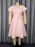Women's High Waist Puff Sleeve Dress - IVOIRART.COM