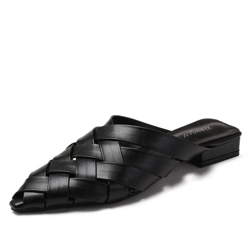 Womens Hollow-out Woven Pointed-toe Sandals - IVOIRART.COM