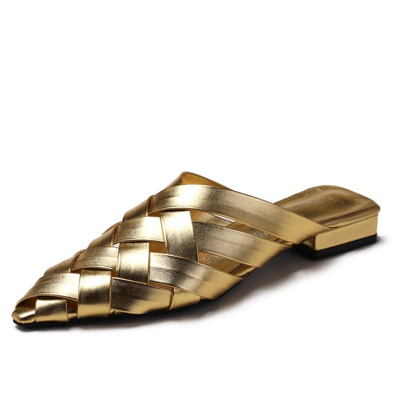 Womens Hollow-out Woven Pointed-toe Sandals - IVOIRART.COM