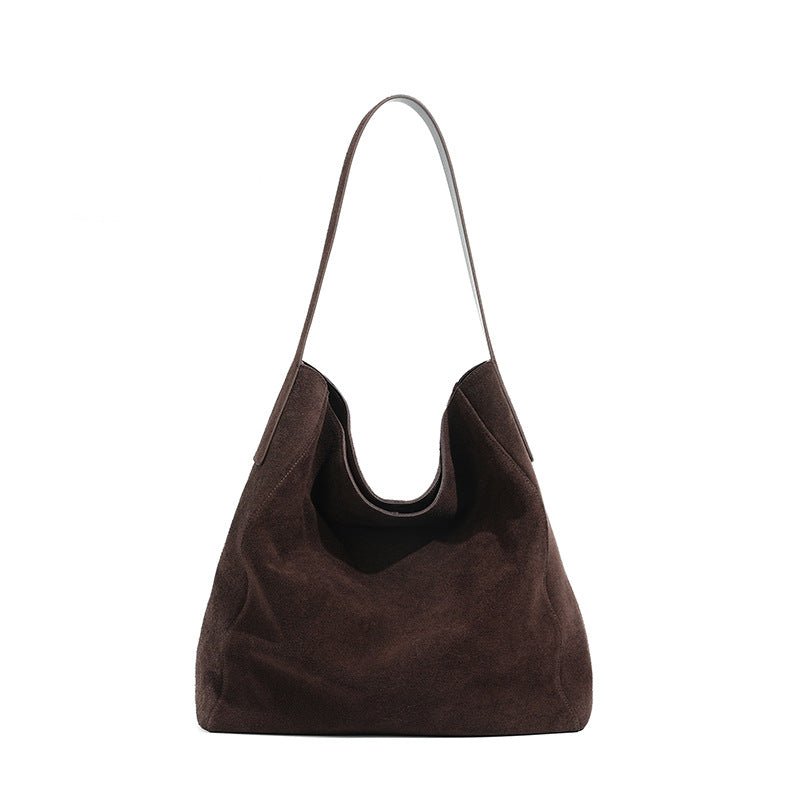 Womens Minimalist Suede Leather Tote And Shoulder Bag - IVOIRART.COM