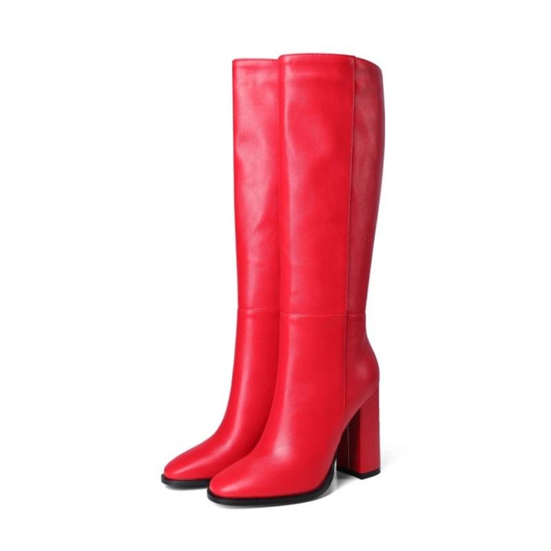 Women's Plus Size Zipper Leather All-match Thick Heel Boots - IVOIRART.COM