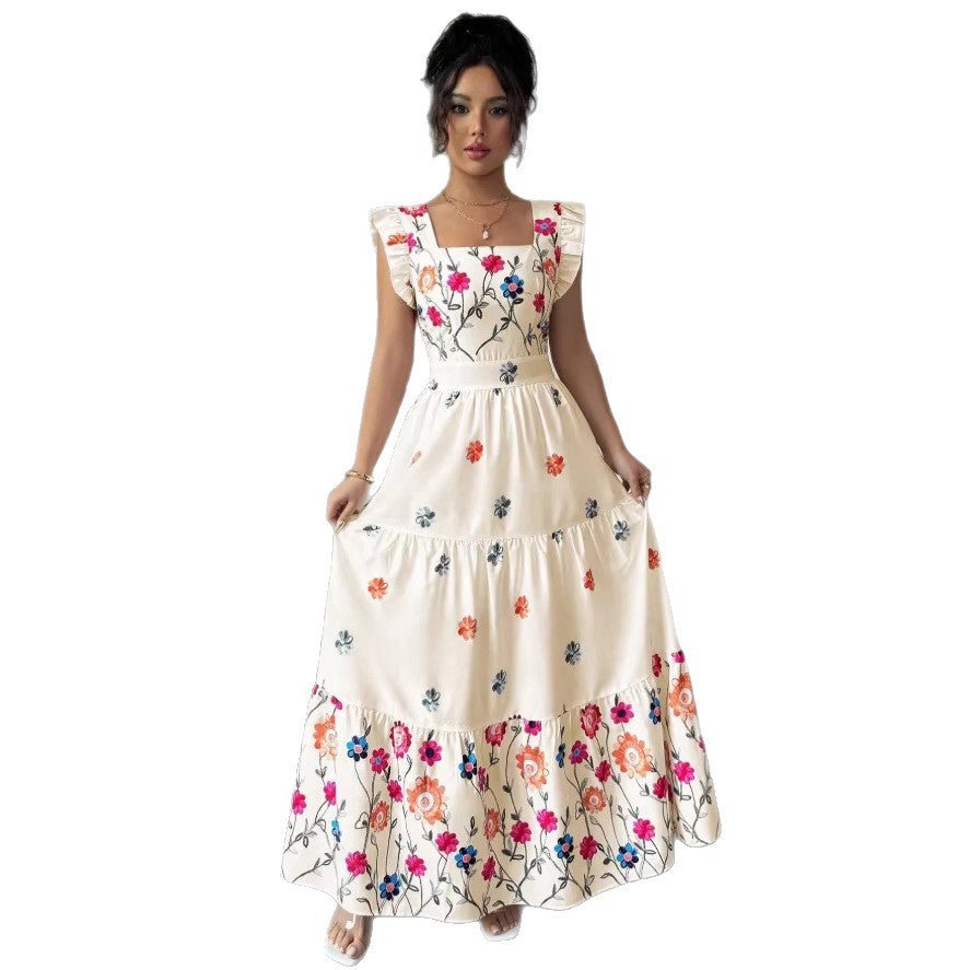 Womens Puff-sleeve Floral-print Waist-cinching Dress - IVOIRART.COM