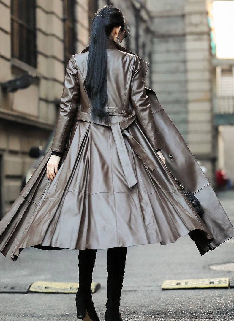 Women's waist leather down jacket - IVOIRART.COM