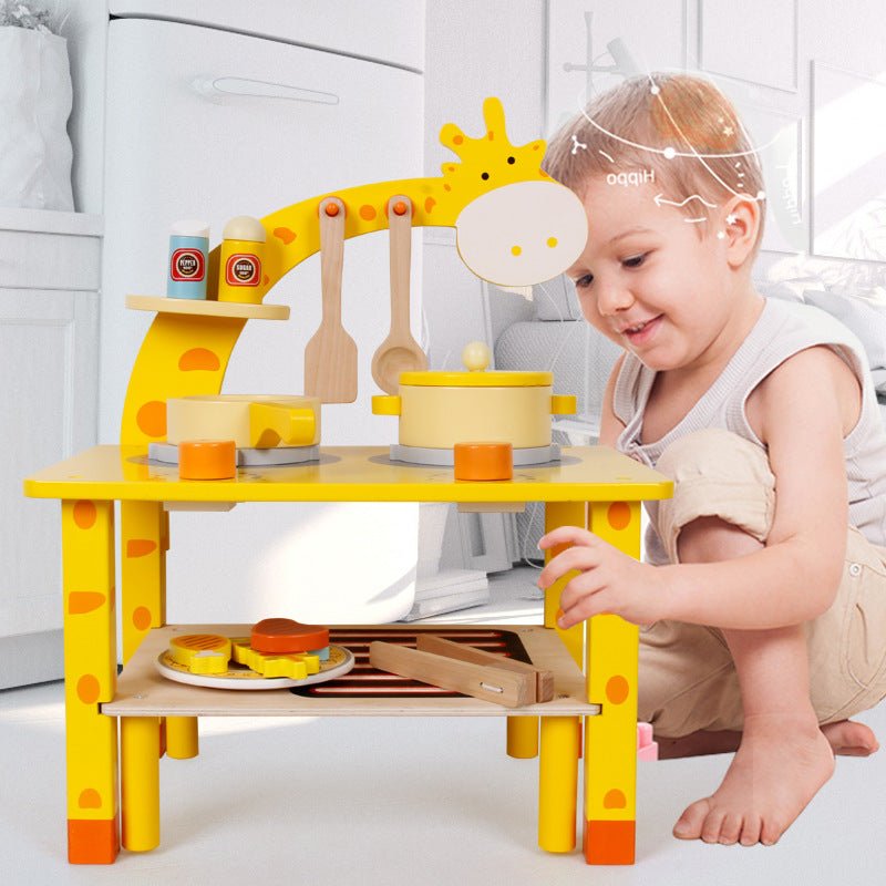 Wooden Playhouse Giraffe Kitchen BBQ Set - IVOIRART.COM